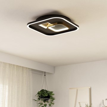 Eglo - Iluminação de teto LED 1xLED/16,2W/230V + 1xLED/9,2W 38x38 cm preto/dourado
