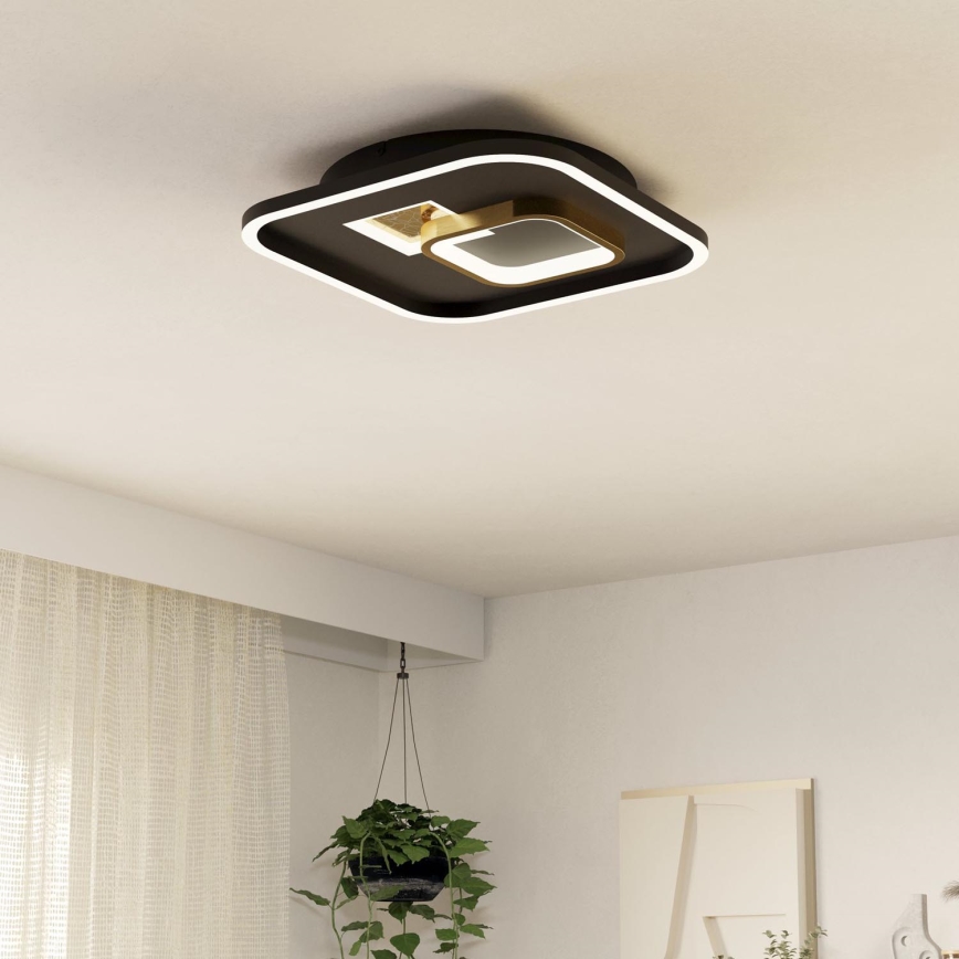 Eglo - Iluminação de teto LED 1xLED/16,2W/230V + 1xLED/9,2W 38x38 cm preto/dourado