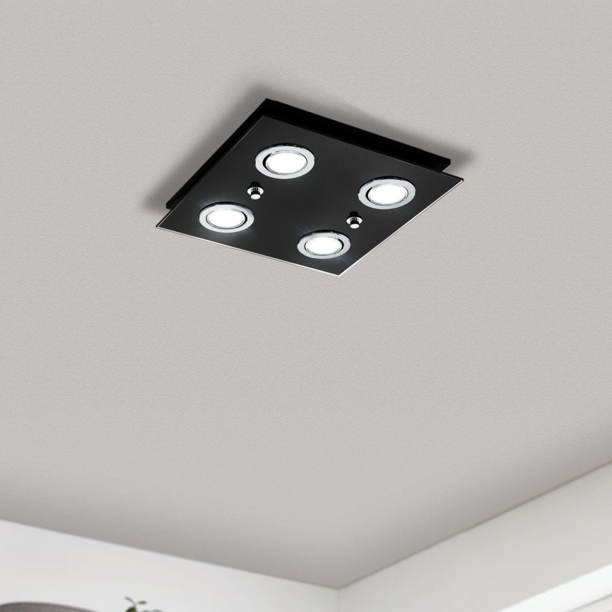 Eglo - Iluminação de teto LED 4xGU10/2,8W/230V 3000K preto