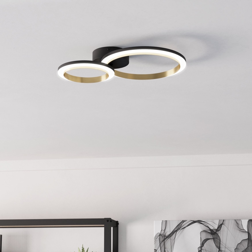 Eglo - Iluminação de teto LED com regulação LED/12W/230V 4000K preto/dourado