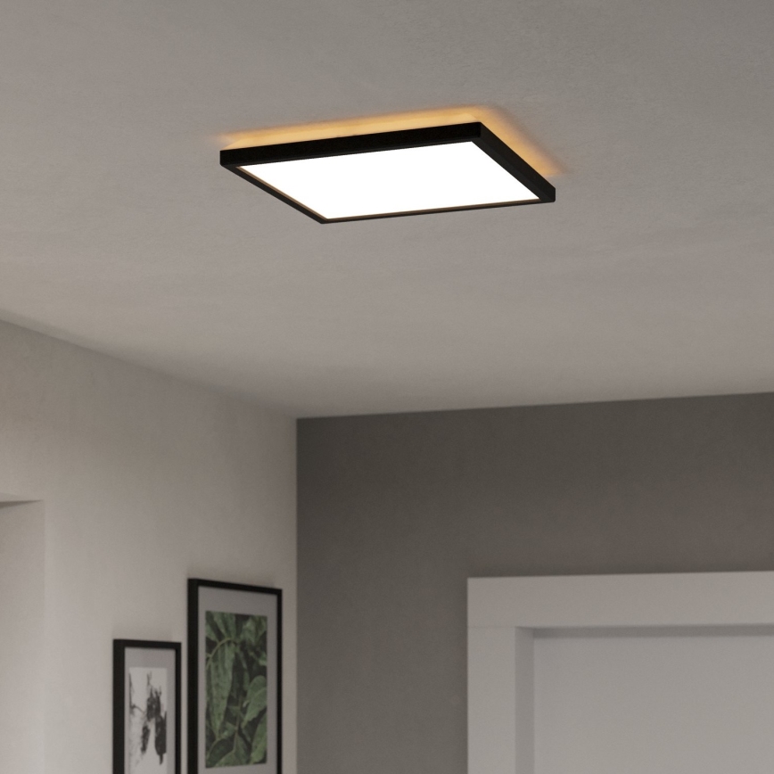 Eglo - Iluminação de teto LED RGBW para casa de banho com regulação LED/13,4W/230V 2700-6500K 29x29 cm IP44 preto