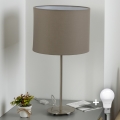 Eglo - Lâmpada de mesa LED TUNJA 1xE27/60W/230V 38,5 cm cromo mate/taupe
