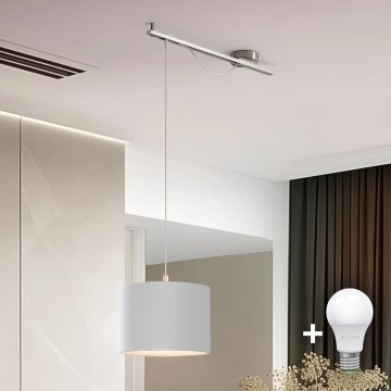 Eglo - LED  Candeeiro suspenso CALCENA 1xE27/60W/230V cromado mate/branco