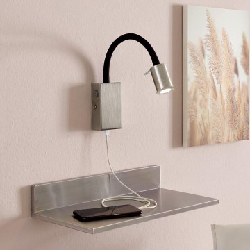 Eglo - LED Foco de parede com carregador USB 1xLED/3,5W/230V cromado mate