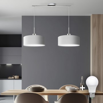 Eglo - Luminária LED suspensa com cabo TUNJA 2xE27/60W/230V branca