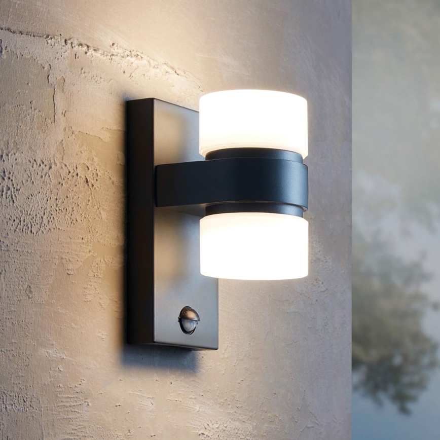 Eglo - Luz de parede com sensor LED de exterior 2xLED/6W IP44