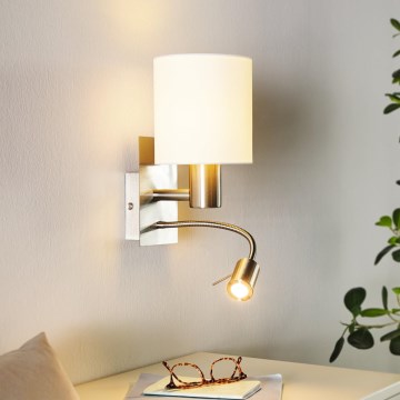 Eglo - Luz de parede LED 1xE27/40W+LED/3,8W branco