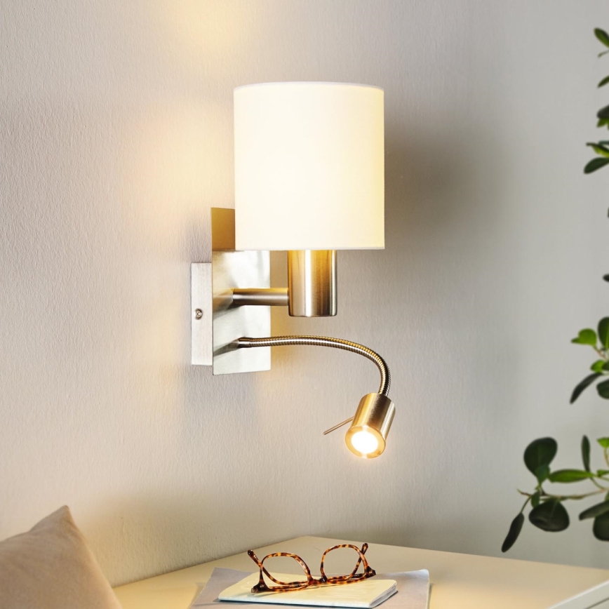 Eglo - Luz de parede LED 1xE27/40W+LED/3,8W branco