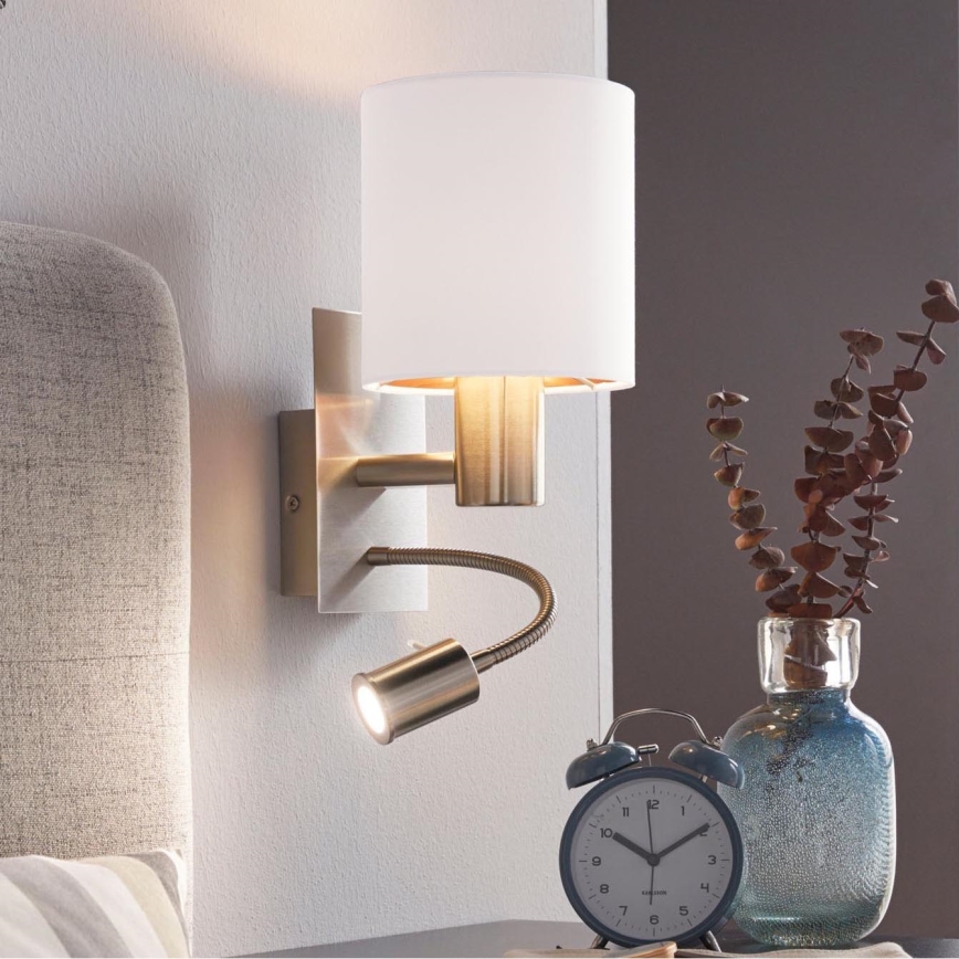 Eglo - Luz de parede LED 1xE27/40W+LED/3,8W branco