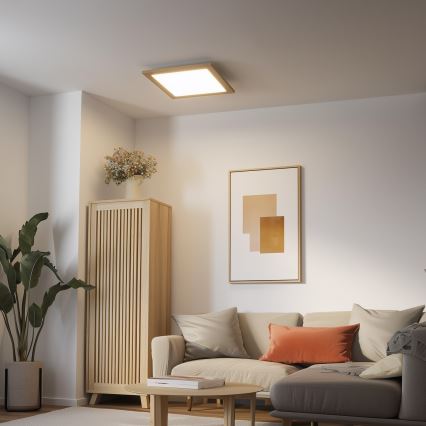 Eglo - Painel integrado LED com regulação SALOBRENA 2 WOOD LED/25W/230V 4000K 49,5x49,5 cm castanho