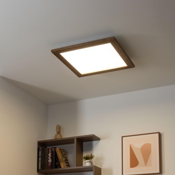 Eglo - Painel integrado LED com regulação SALOBRENA 2 WOOD LED/25W/230V 4000K 49,5x49,5 cm castanho escuro