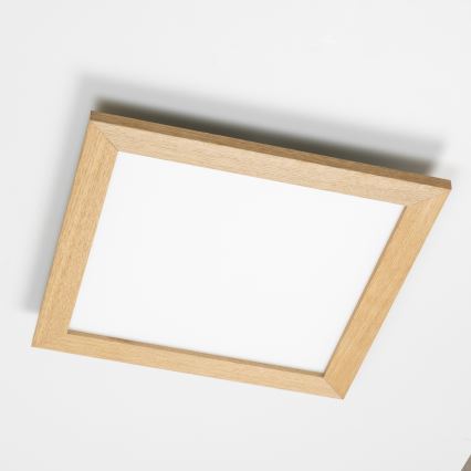 Eglo - Painel integrado LED RGB com regulação SALOBRENA-C WOOD LED/24W/230V 2700-6500K 45x45 cm castanho + comando
