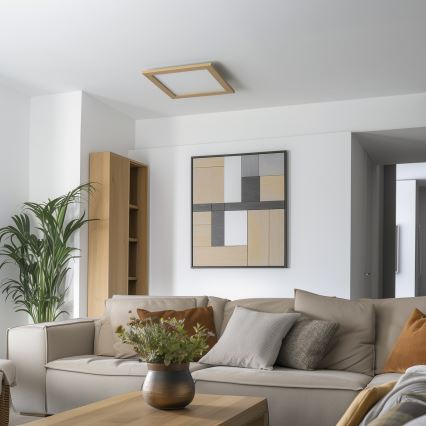 Eglo - Painel integrado LED RGB com regulação SALOBRENA-C WOOD LED/24W/230V 2700-6500K 45x45 cm castanho + comando
