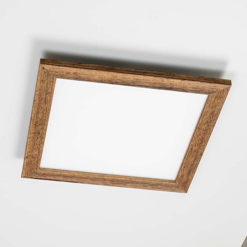 Eglo - Painel integrado LED RGB com regulação SALOBRENA-C WOOD LED/24W/230V 2700-6500K 49,5x49,5 cm castanho + comando
