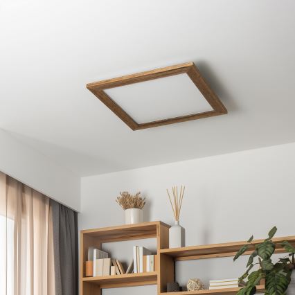 Eglo - Painel integrado LED RGB com regulação SALOBRENA-C WOOD LED/24W/230V 2700-6500K 49,5x49,5 cm castanho + comando