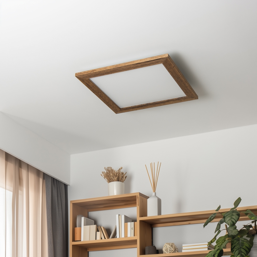 Eglo - Painel integrado LED RGB com regulação SALOBRENA-C WOOD LED/24W/230V 2700-6500K 49,5x49,5 cm castanho + comando