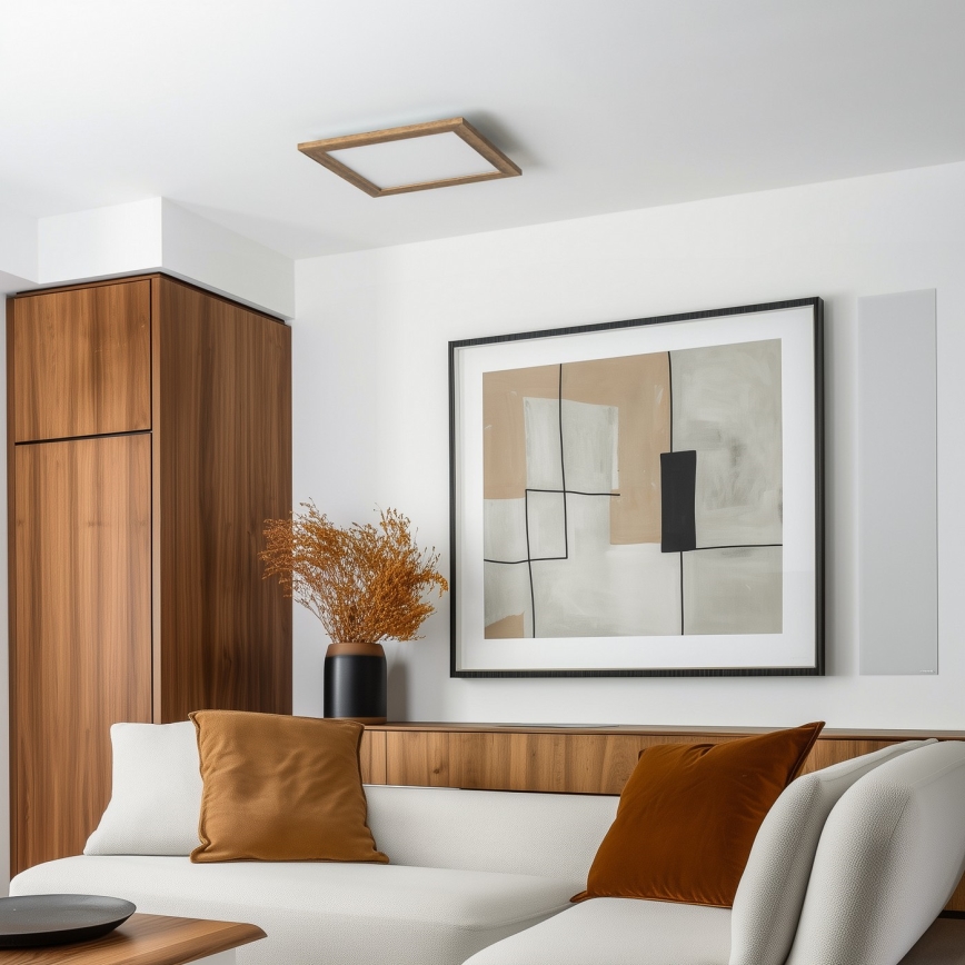 Eglo - Painel integrado LED RGB com regulação SALOBRENA-C WOOD LED/24W/230V 2700-6500K 49,5x49,5 cm castanho + comando