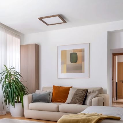 Eglo - Painel integrado LED RGB com regulação SALOBRENA-C WOOD LED/24W/230V 2700-6500K 49,5x49,5 cm castanho escuro + comando