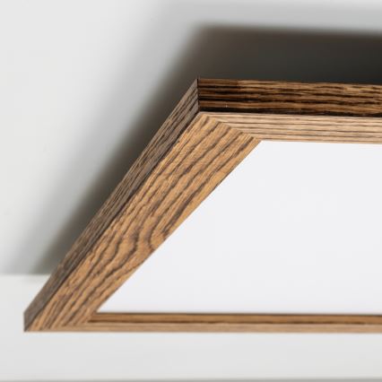 Eglo - Painel integrado LED RGB com regulação SALOBRENA-C WOOD LED/30,5W/230V 2700-6500K 64x64 cm castanho + comando