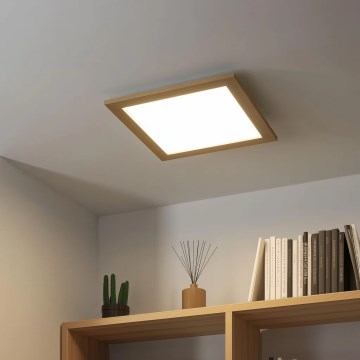 Eglo - Painel integrado LED RGB com regulação SALOBRENA-C WOOD LED/24W/230V 2700-6500K 45x45 cm castanho + comando