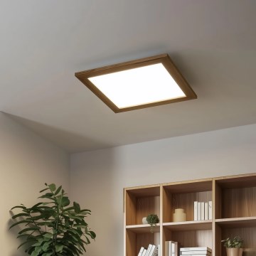 Eglo - Painel integrado LED RGB com regulação SALOBRENA-C WOOD LED/24W/230V 2700-6500K 49,5x49,5 cm castanho + comando