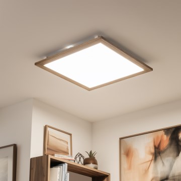 Eglo - Painel integrado LED RGB com regulação SALOBRENA-C WOOD LED/30,5W/230V 2700-6500K 64x64 cm castanho + comando