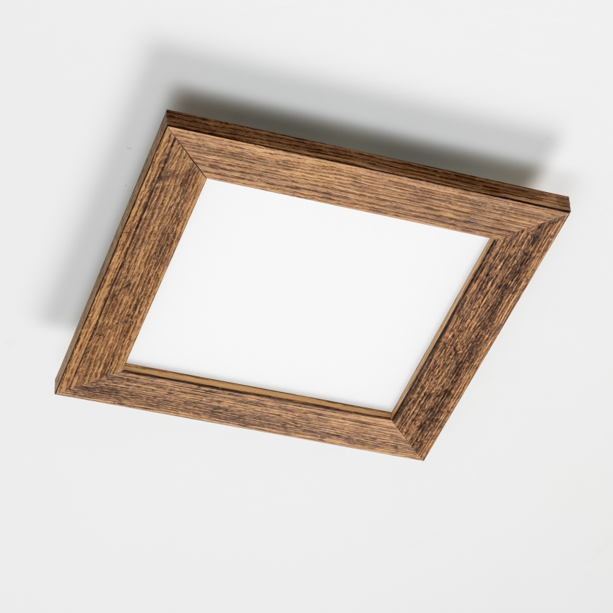 Eglo - Painel integrado LED RGBW com regulação SALOBRENA-C WOOD LED/16W/230V 2700-6500K 34x34 cm castanho + comando