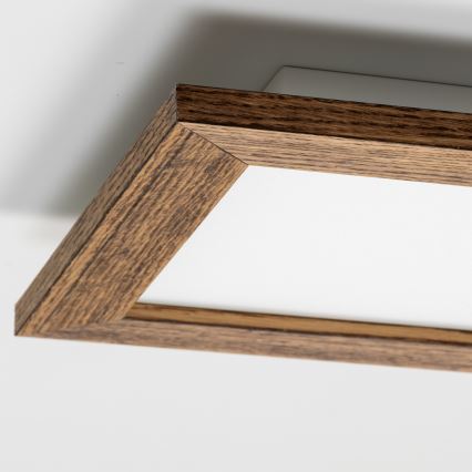 Eglo - Painel integrado LED RGBW com regulação SALOBRENA-C WOOD LED/16W/230V 2700-6500K 34x34 cm castanho + comando