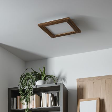 Eglo - Painel integrado LED RGBW com regulação SALOBRENA-C WOOD LED/16W/230V 2700-6500K 34x34 cm castanho + comando