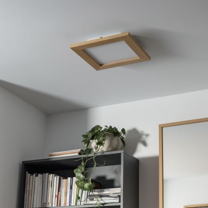 Eglo - Painel integrado LED RGBW com regulação SALOBRENA-C WOOD LED/16W/230V 2700-6500K 34x34 cm castanho + comando