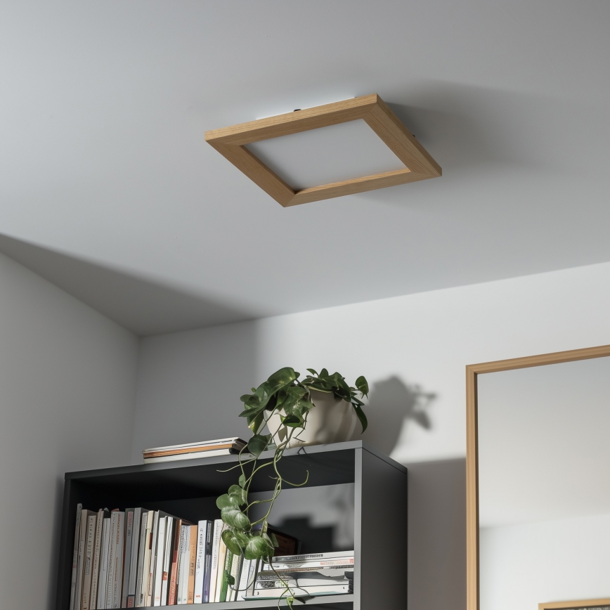 Eglo - Painel integrado LED RGBW com regulação SALOBRENA-C WOOD LED/16W/230V 2700-6500K 34x34 cm castanho + comando