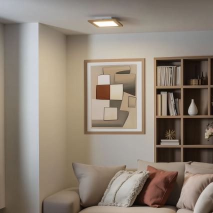 Eglo - Painel integrado LED RGBW com regulação SALOBRENA-C WOOD LED/16W/230V 2700-6500K 34x34 cm castanho + comando