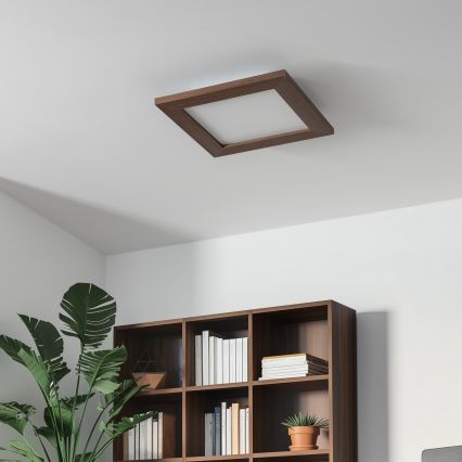 Eglo - Painel integrado LED RGBW com regulação SALOBRENA-C WOOD LED/16W/230V 2700-6500K 34x34 cm castanho escuro + comando