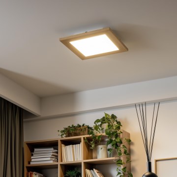 Eglo - Painel integrado LED RGBW com regulação SALOBRENA-C WOOD LED/16W/230V 2700-6500K 34x34 cm castanho + comando