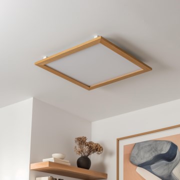 Eglo - Painel integrado LED RGBW com regulação SALOBRENA-C WOOD LED/34W/230V 2700-6500K 64x64 cm castanho + comando