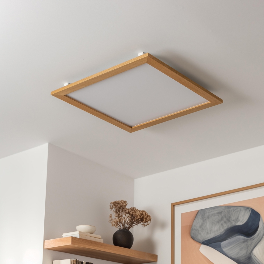 Eglo - Painel integrado LED RGBW com regulação SALOBRENA-C WOOD LED/34W/230V 2700-6500K 64x64 cm castanho + comando
