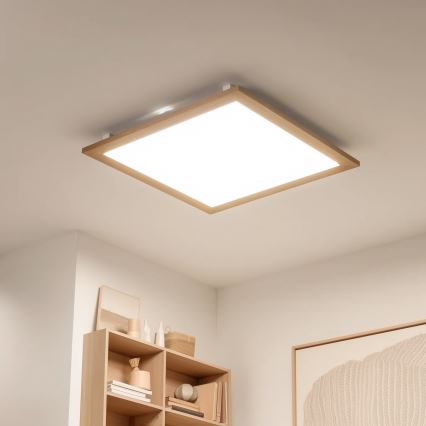 Eglo - Painel LED com regulação SALOBRENA-TW WOOD LED/32,5W/230V 2700-6500K 64x64 cm castanho + comando