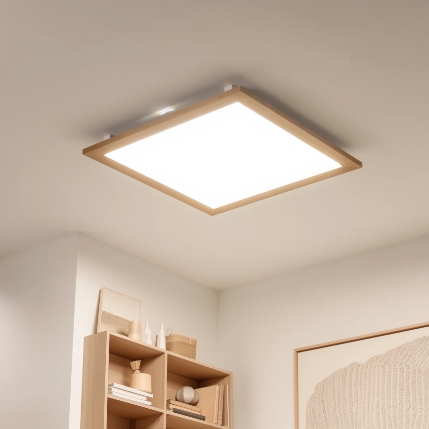 Eglo - Painel LED com regulação SALOBRENA-TW WOOD LED/32,5W/230V 2700-6500K 64x64 cm castanho + comando