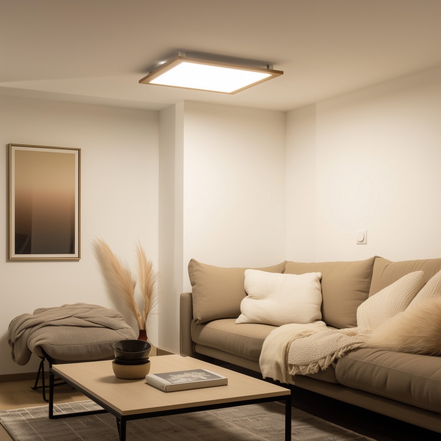 Eglo - Painel LED com regulação SALOBRENA-TW WOOD LED/32,5W/230V 2700-6500K 64x64 cm castanho + comando