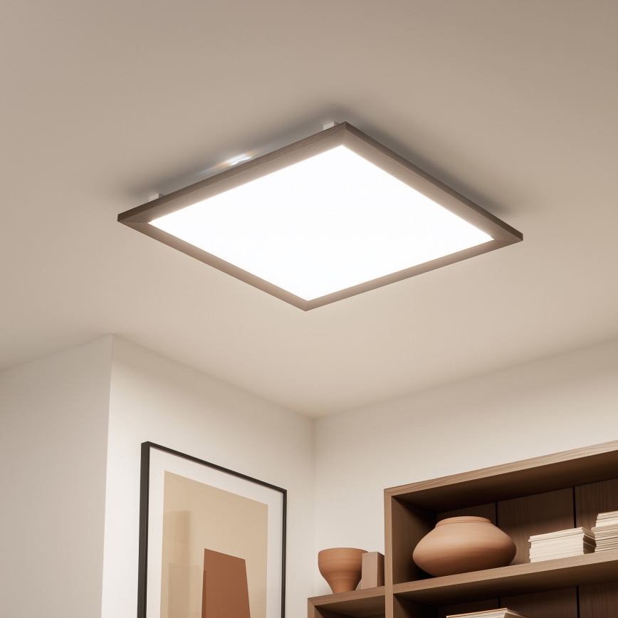 Eglo - Painel LED com regulação SALOBRENA-TW WOOD LED/32,5W/230V 2700-6500K 64x64 cm castanho escuro + comando