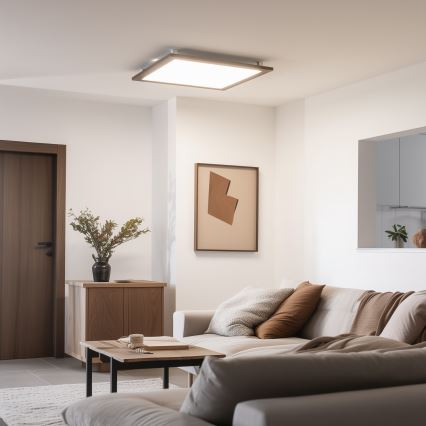 Eglo - Painel LED com regulação SALOBRENA-TW WOOD LED/32,5W/230V 2700-6500K 64x64 cm castanho escuro + comando