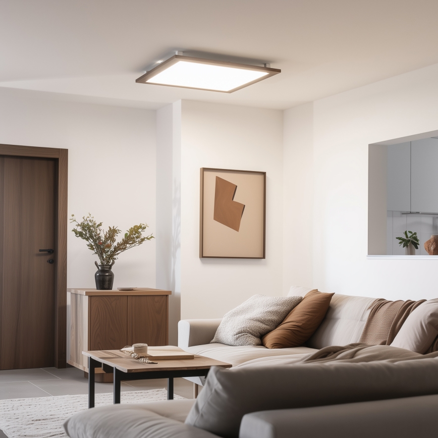 Eglo - Painel LED com regulação SALOBRENA-TW WOOD LED/32,5W/230V 2700-6500K 64x64 cm castanho escuro + comando