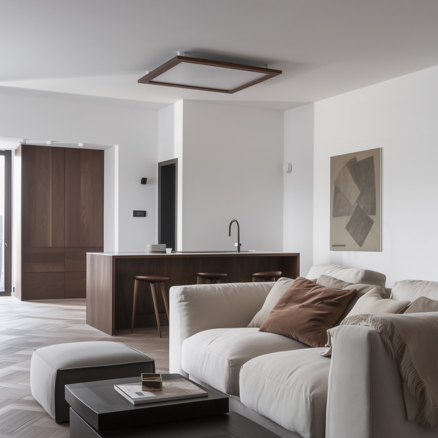 Eglo - Painel LED com regulação SALOBRENA-TW WOOD LED/32,5W/230V 2700-6500K 64x64 cm castanho escuro + comando