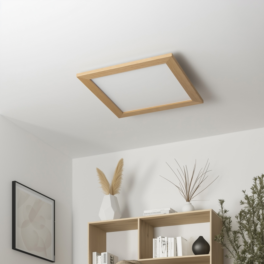 Eglo - Painel integrado LED RGBW com regulação SALOBRENA-C WOOD LED/21W/230V 2700-6500K 49,5x49,5 cm castanho + comando