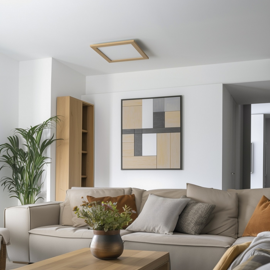 Eglo - Painel integrado LED RGBW com regulação SALOBRENA-C WOOD LED/21W/230V 2700-6500K 49,5x49,5 cm castanho + comando