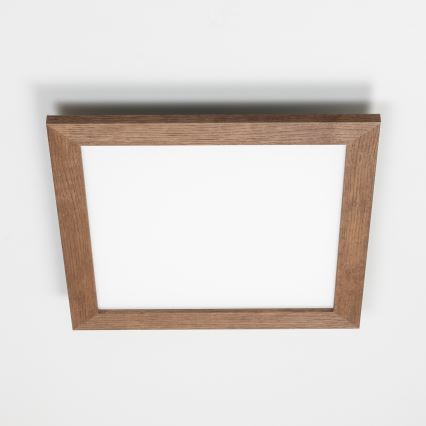 Eglo - Painel integrado LED RGBW com regulação SALOBRENA-C WOOD LED/21W/230V 2700-6500K 49,5x49,5 cm castanho escuro + comando