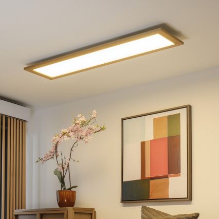 Eglo - Painel LED RGBW com regulação SALOBRENA-C WOOD LED/31W/230V 2700-6500K 34x124 cm castanho + comando