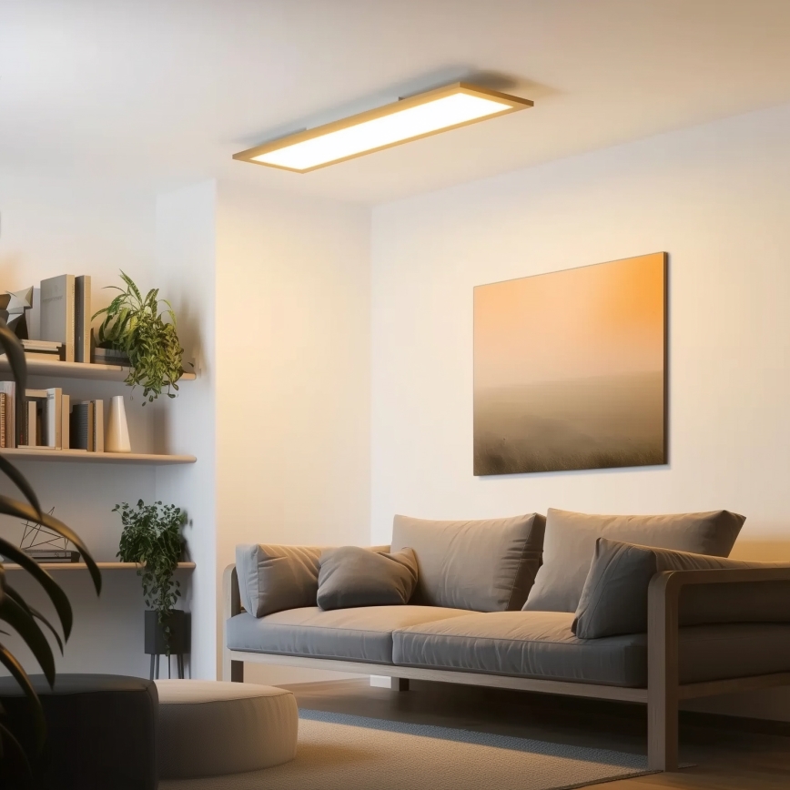 Eglo - Painel LED RGBW com regulação SALOBRENA-C WOOD LED/31W/230V 2700-6500K 34x124 cm castanho + comando