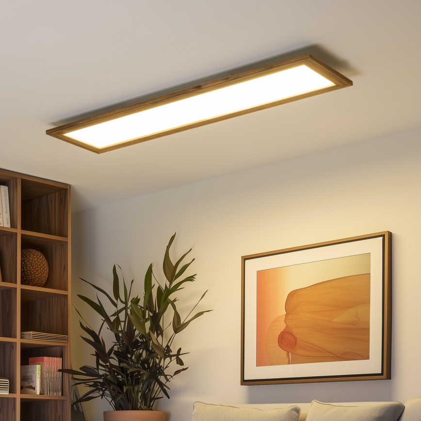 Eglo - Painel LED RGBW com regulação SALOBRENA-C WOOD LED/31W/230V 2700-6500K 34x124 cm castanho + comando