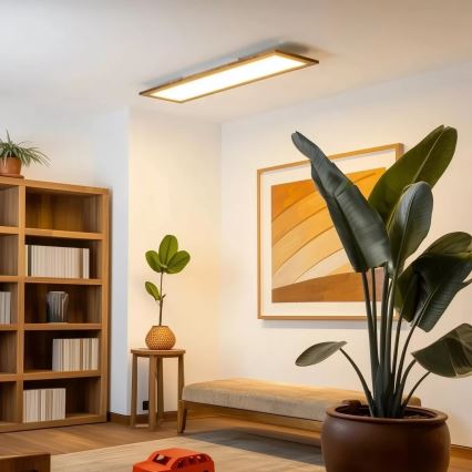 Eglo - Painel LED RGBW com regulação SALOBRENA-C WOOD LED/31W/230V 2700-6500K 34x124 cm castanho + comando